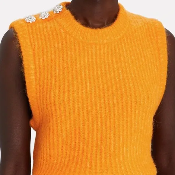 Ganni Tops Nwot Ganni Crystal Embellished Orange Sweater Vest
